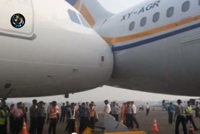 Two planes crash on runway at Rangoon airport