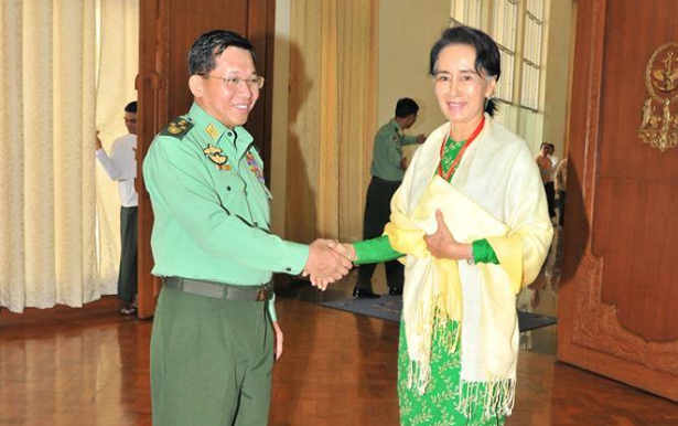 Suu Kyi meets army chief for power transfer talk