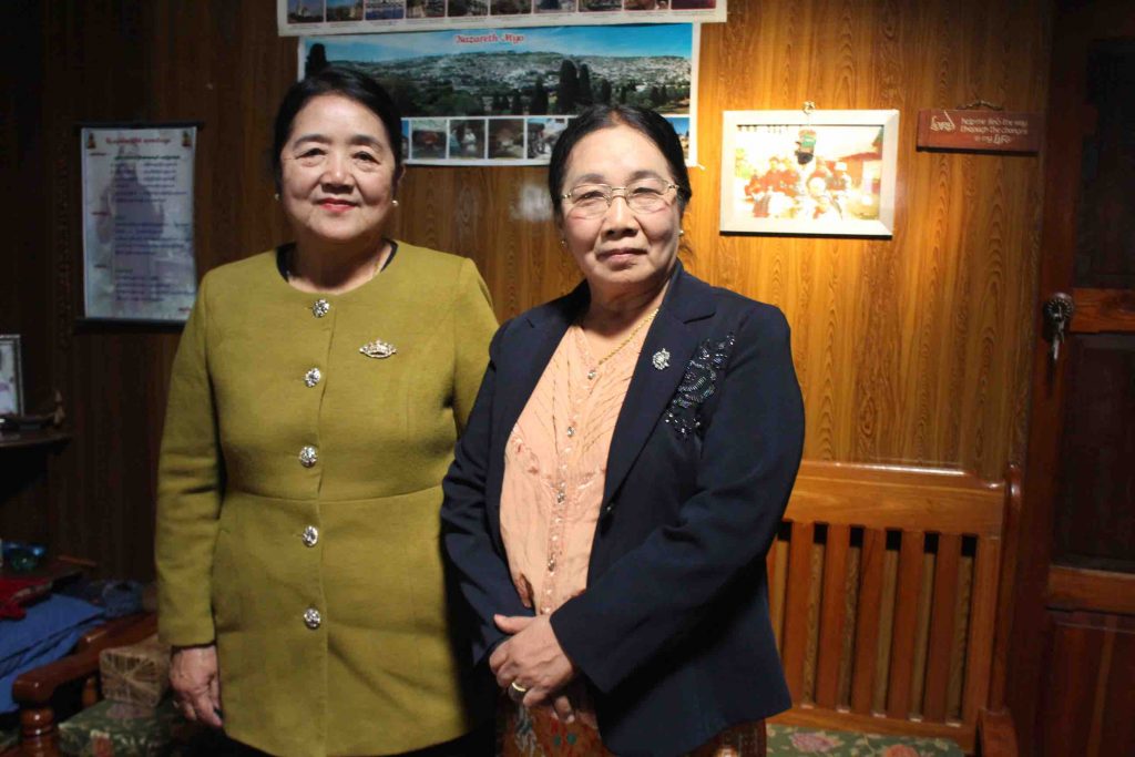 Two ladies who started the first self reliant savings group in Falam. Sayama Bawi Nei Thlvai (right) and Sui Thluai (left) (PHOTO: Libby Hogan/DVB)