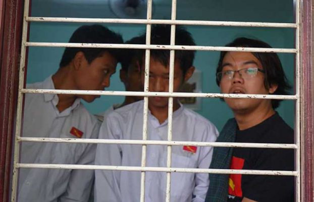 Mandalay student activists sentenced, sing protest songs in court
