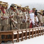 Myanmar’s PM General Thein Sein and other junta leaders attend the Armed Forces Day parade in Myanmar’s capital Naypyidaw