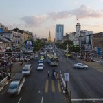 General view of traffic near Sule pagoda in Yangon
