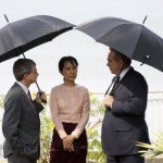 Nobel Laureate Aung San Suu Kyi meets United States Assistant Secretary of State Kurt Campbell and United States embassy charge daffaires Larry Dinger in Yangon