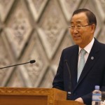 United Nations Secretary General Ban Ki-moon gives a speech at Myanmar’s parliament in Naypyitaw
