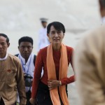 Myanmar pro-democracy leader Suu Kyi arrives to attend a session of the Lower House of Parliament in Naypyitaw