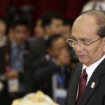 Myanmar’s President Thein Sein arrives for the 20th ASEAN summit meeting at the Peace Palace in the Office of the Council of Ministers in Phnom Penh