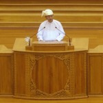 Myanmar’s President Thein Sein delivers a speech in Naypyitaw