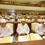 Members of parliament attend the opening of the Lower House session in Naypyitaw