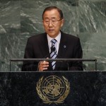 United Nations Secretary-General Ban Ki-moon speaks during the 67th United Nations General Assembly at U.N. headquarters in New York