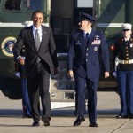 U.S. President Barack Obama walks to Air Force One at Andrews Air Force base
