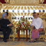 India’s Prime Minister Singh talks with Myanmar’s President Thein during their meeting in Naypyitaw