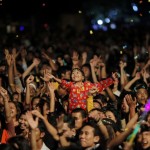 People celebrate at Myanmar’s first public New Year countdown celebration at the Myoma grounds in Yangon