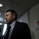 Peter Maurer, President of the International Committee of the Red Cross (ICRC), answers a reporter’s question after a news conference in Geneva