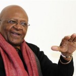 South African Archbishop and Nobel Laureate Tutu speaks during an interview with Reuters in New Delhi