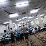 Muslims pray in a mosque in Yangon