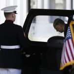Myanmar’s President Thein Sein arrives at the West Wing of the White House for a meeting with U.S. President Barack Obama in Washington