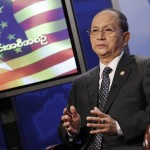 Myanmar President Thein Sein speaks during a town hall event at the Voice of America in Washington