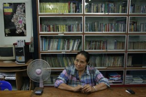 Dr Cynthia Maung, whose border clinic has treated thousands of Karen people, listens during an interview in Mae Sot, Tak province northern Thailand. (AP)