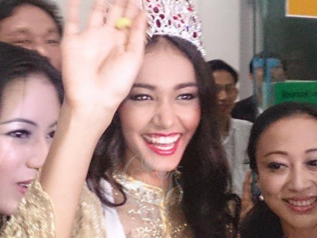 Burmese beauty queen arrives home after victory in Seoul 