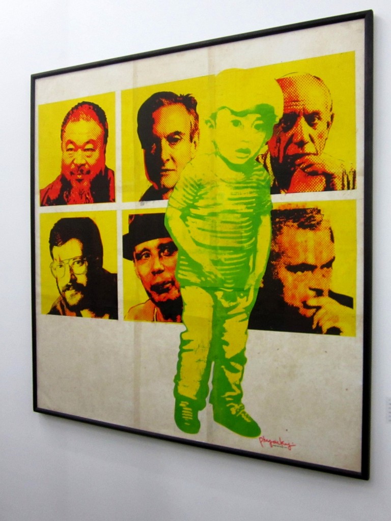 Phyoe Kyi's silkscreen on Shan paper and canvas at ts1 (PHOTO: Jessica Muddit)