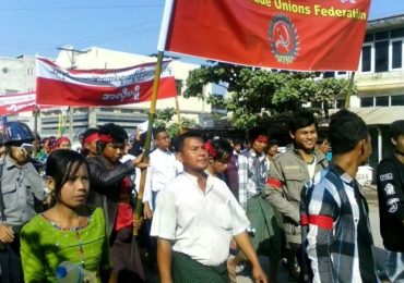 Workers protest Labour Dispute Law in Mandalay