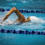Swun Lei Maw racing to the finishing line during the Heat 1 of the Women’s 100M Freestyle – Photo by Calvin Teoh / Sport Singapore