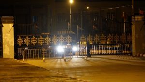 Vehicles surround the USDP compound in the early hours of 13 August 2015. (PHOTO: DVB)