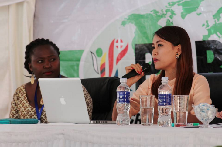 Thinzar Shunlei Yi speaks at the Youth Global Advocacy Conference 2015 in Harare, Zimbabwe. PHOTO: Facebook/Thinzar Shunlei Yi