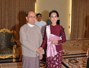 President Thein Sein met with Suu Kyi for the first time post-election. (PHOTO: DVB)