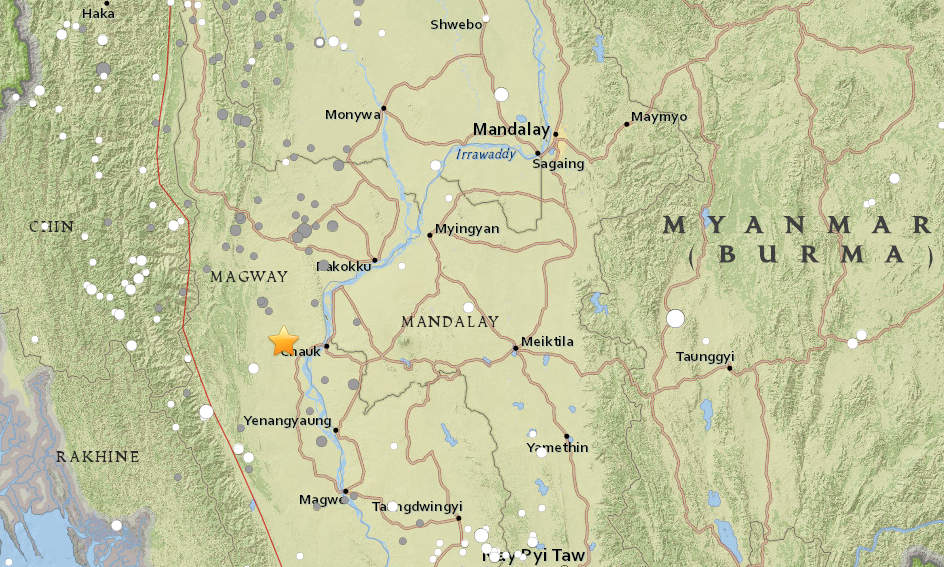 Earthquake strikes central Burma; no reports of casualties
