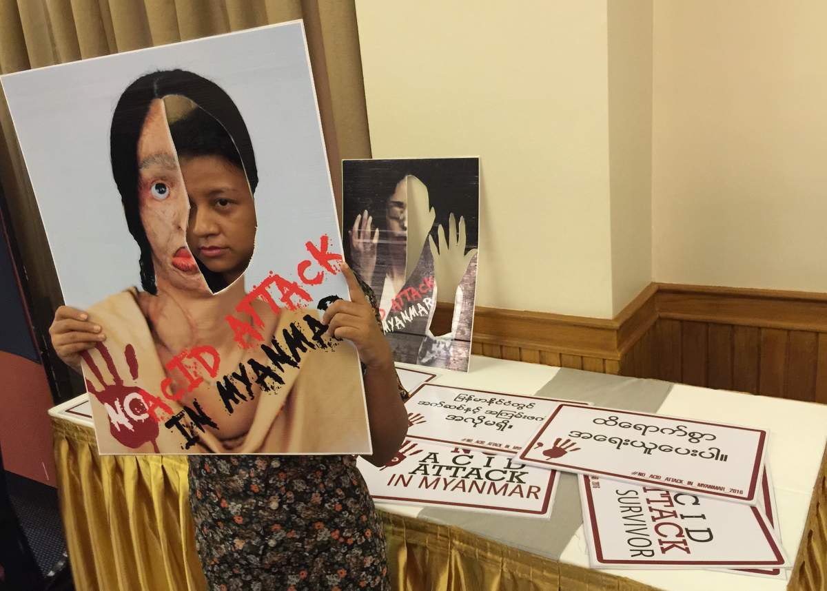 Women meet to show support for acid-attack victim