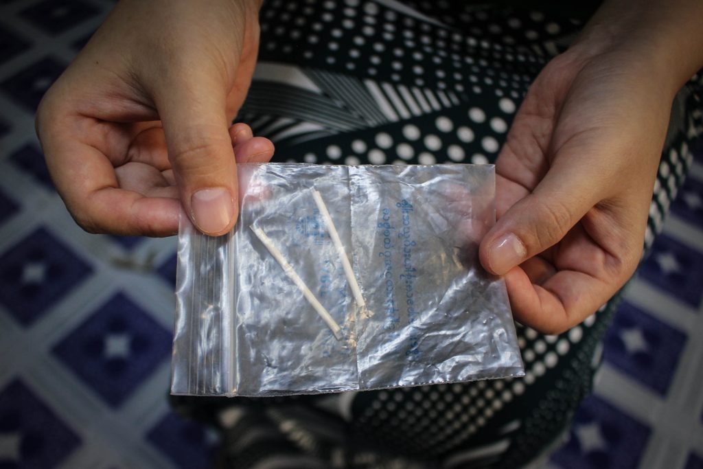 The arm implant contraceptive consists of two small rods, the size of matchsticks. This is one of the choices rolled out by UNFPA, Ministry of Health and Marie Stopes under a new US$1 million program. (Photo: Libby Hogan / DVB)