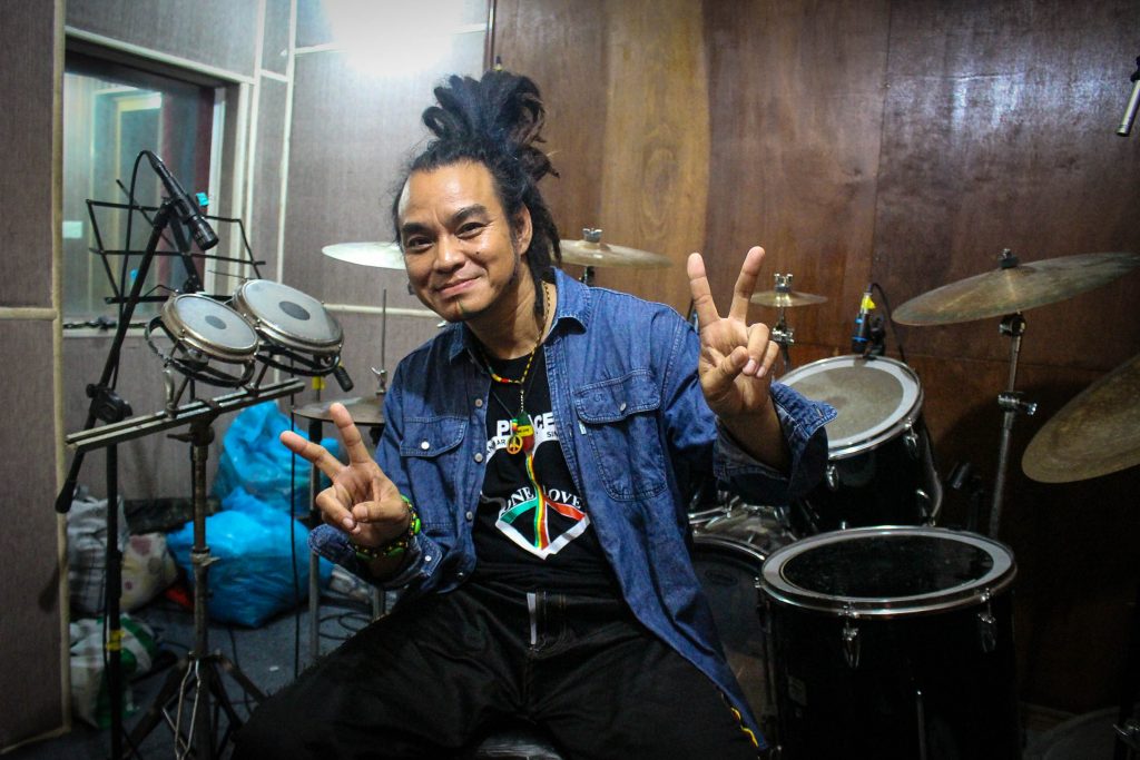 Reggae singer Saw Phoe Kwar recording his new album. (Photos: Libby Hogan / DVB)
