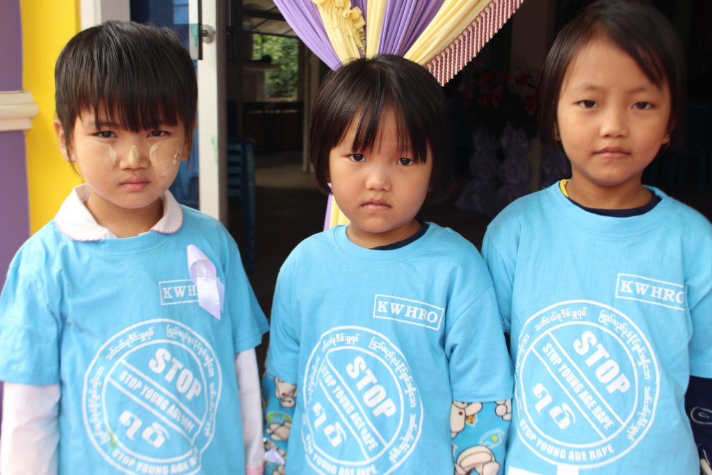 Three children at an awareness raising event organised by Kuki Women calling for an end to violence against women and children. (Photo: Libby Hogan / DVB)