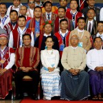 Leaders pose for a photo after the opening ceremony of the 21st Century Panglong Conference in Naypyitaw