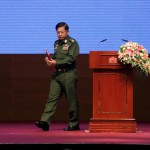 Myanmar’s Commander in-Chief Senior General Min Aung Hlaing attends the second anniversary of Nationwide Ceasefire Agreement (NCA) in Naypyitaw