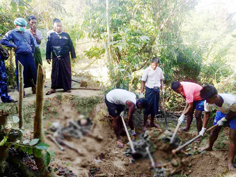 10 bodies unearthed from mass grave in Rakhine