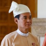 Win Myint, former speaker of the Lower House of Parliament, leaves parliament in Naypyitaw