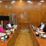 The U.N.’s Danielle Parry meets with regime Minister Thet Thet Khine in Naypyidaw on July 5 (Credit- Ministry of Relief and Resettlement)