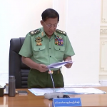 Min Aung Hlaing at the National Defense and Security Council meeting on July 31 (Credit- Regime media)