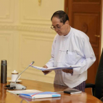 Myint Swe announces the state of emergency extension in Naypyidaw on July 31 (Credit- regime media)