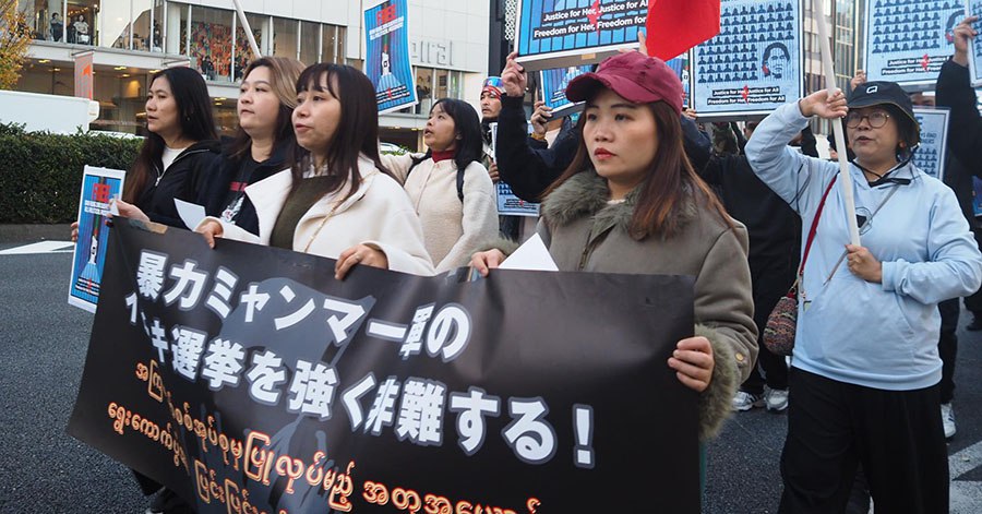 Global Myanmar anti-regime 2025-26 election protests over weekend